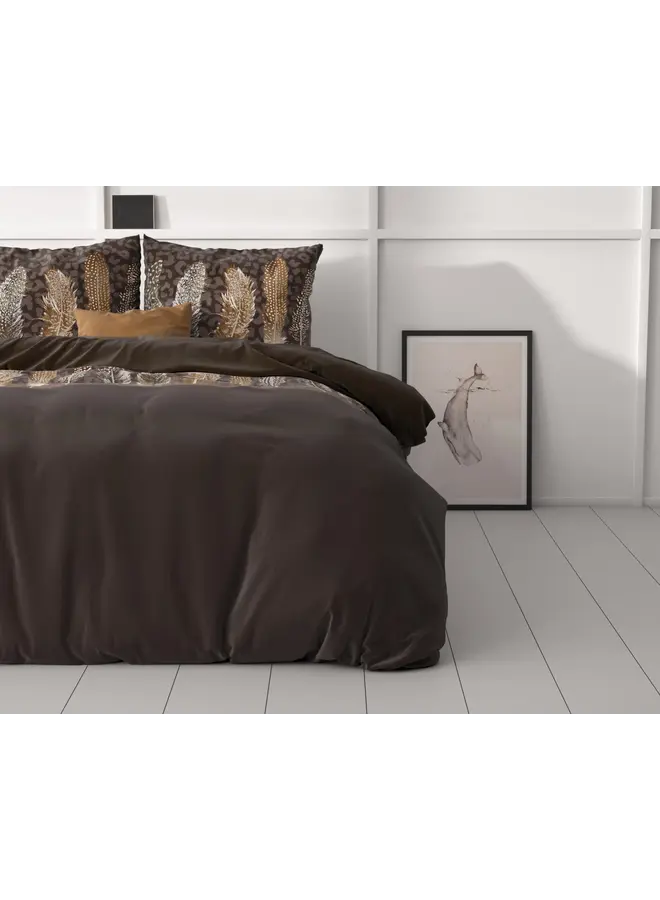 Sleeptime Dekbedovertrek Chocolate Feathers Bruin - Microvezel