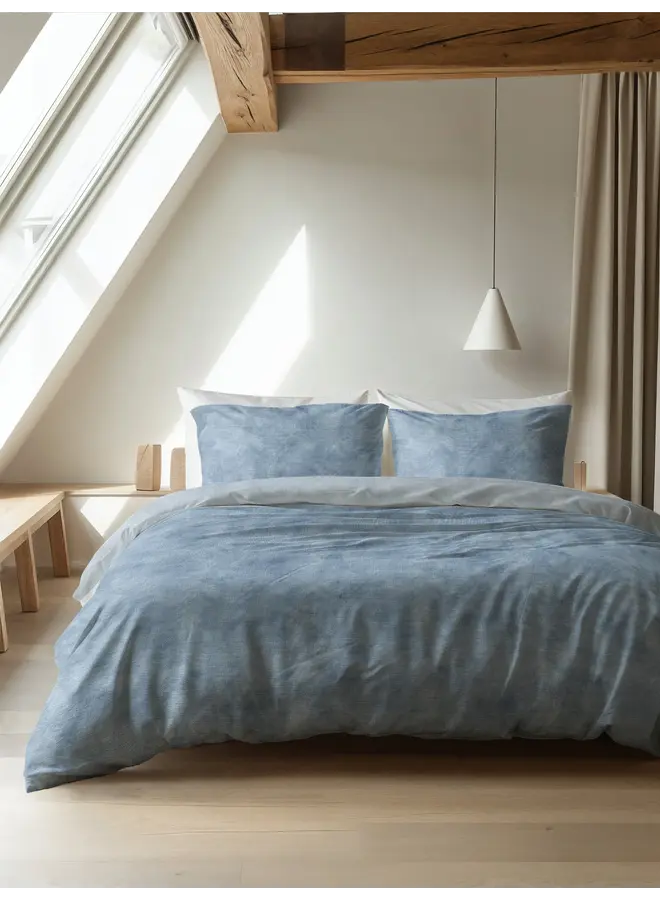 Sleeptime Dekbedovertrek Washed Cotton Blauw - Flanel