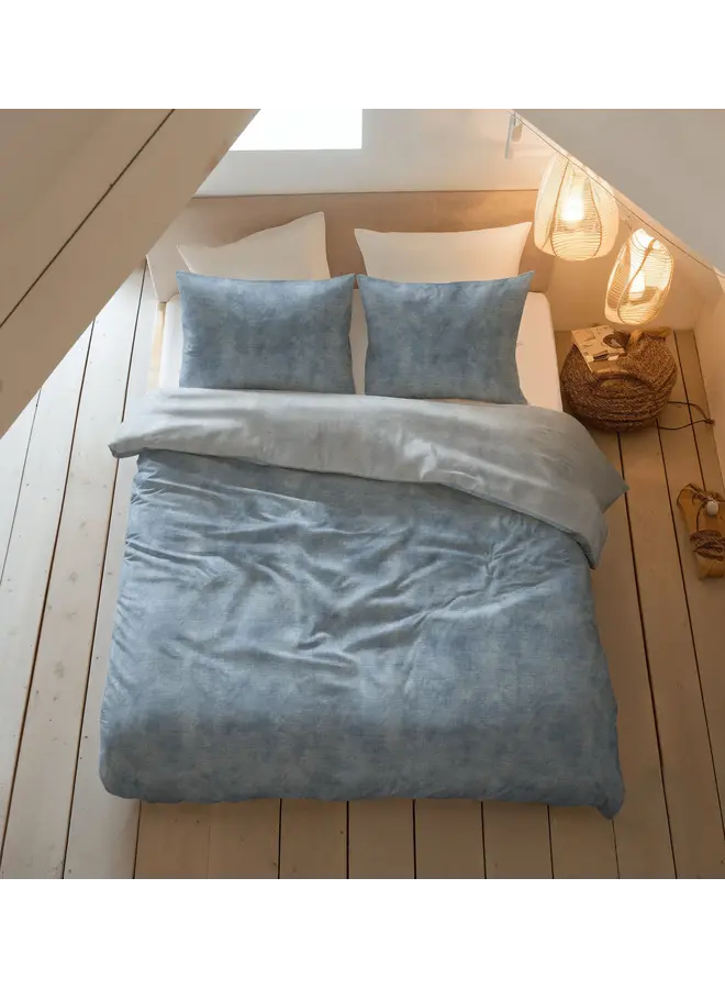 Sleeptime Dekbedovertrek Washed Cotton Blauw - Flanel