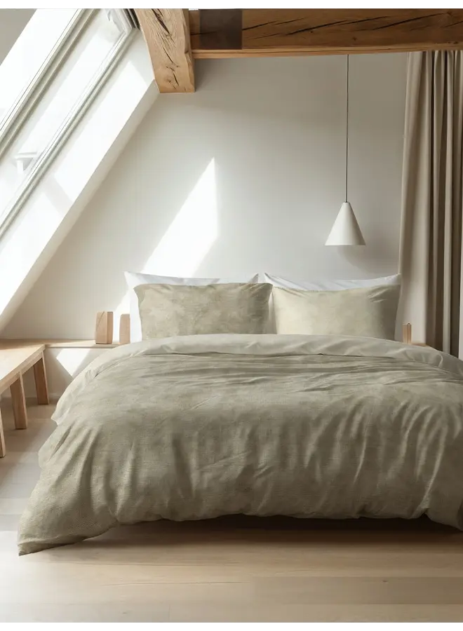 Sleeptime Dekbedovertrek Washed Cotton Taupe - Flanel