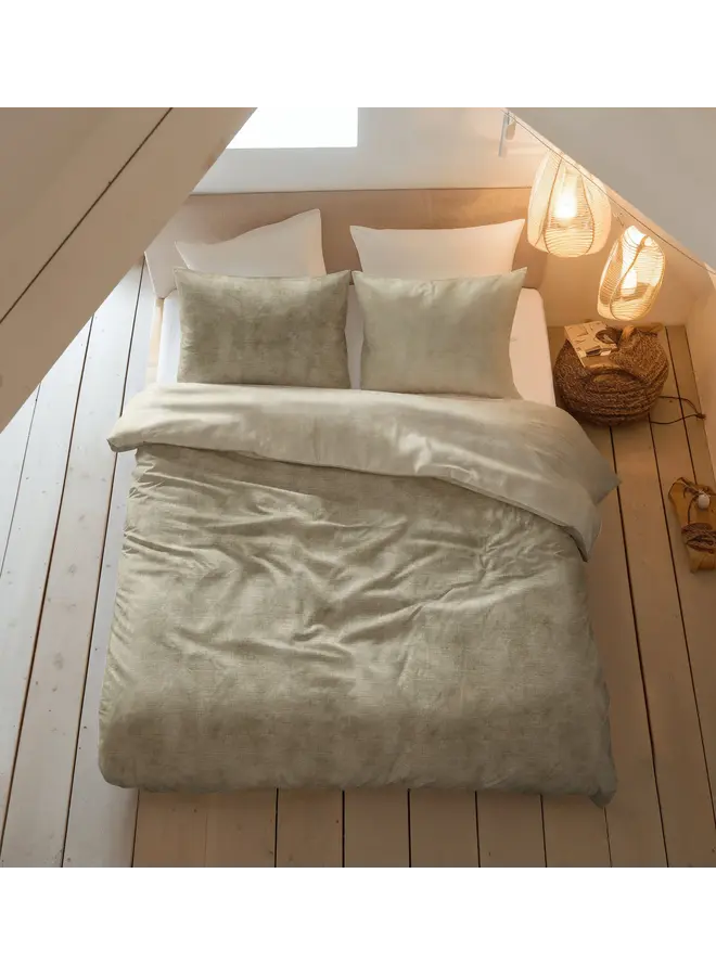 Sleeptime Dekbedovertrek Washed Cotton Taupe - Flanel