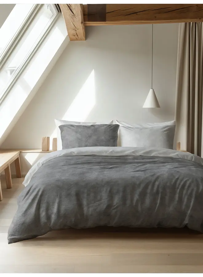 Sleeptime Dekbedovertrek Washed Cotton Grijs - Flanel