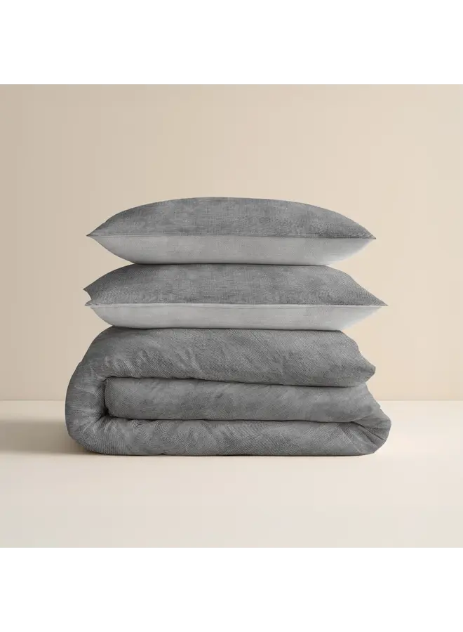 Sleeptime Dekbedovertrek Washed Cotton Grijs - Flanel