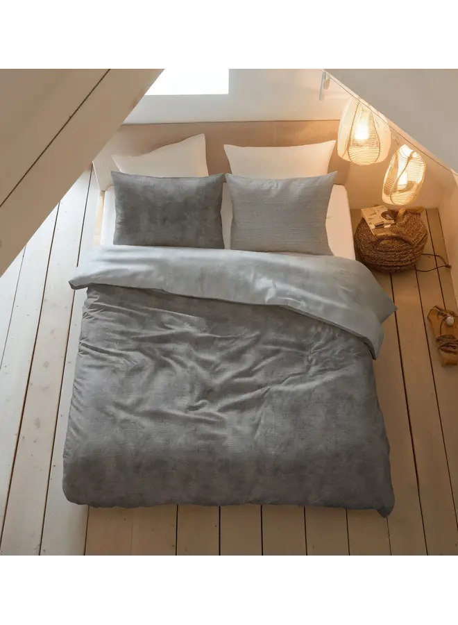 Sleeptime Dekbedovertrek Washed Cotton Grijs - Flanel