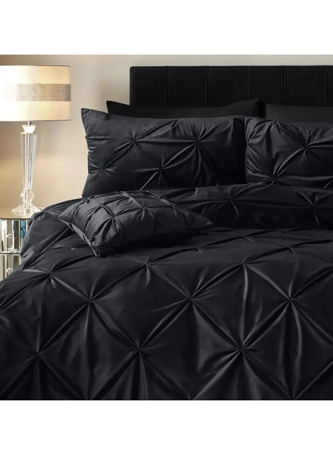 Sleeptime Dekbedovertrek Pintuck Zwart - Velvet