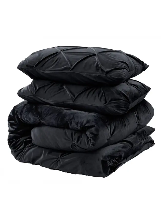 Sleeptime Dekbedovertrek Pintuck Zwart - Velvet