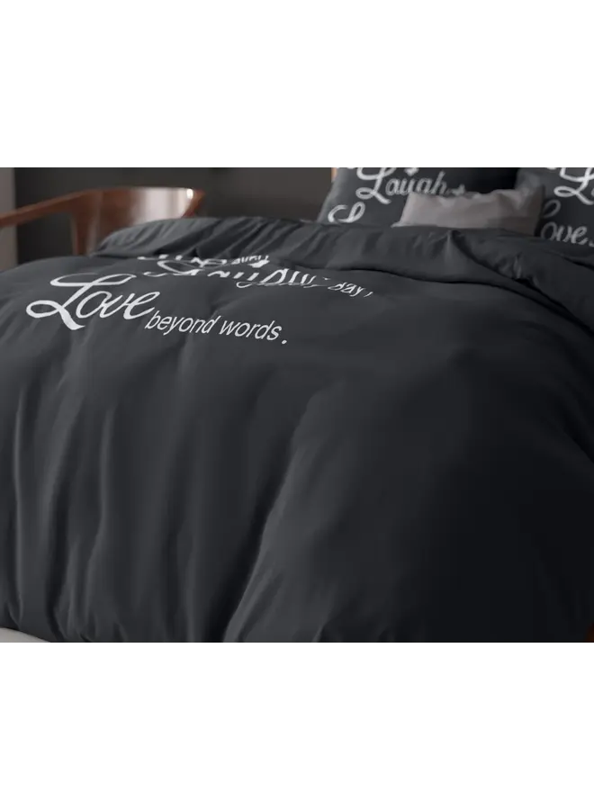 Sleeptime Dekbedovertrek Live, laugh and love Antraciet - Microvezel