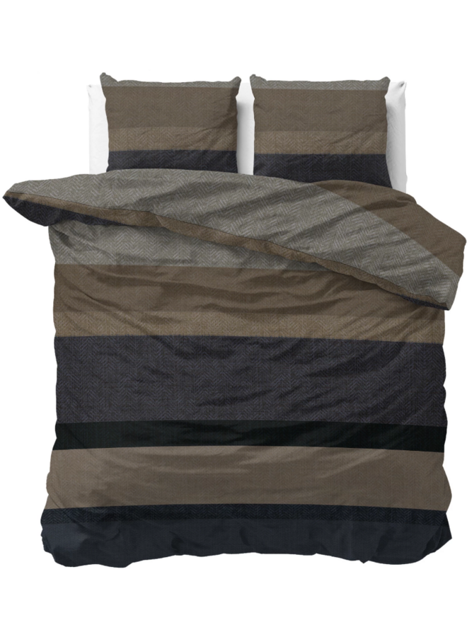 Dekbedovertrek Ravon Taupe/Antraciet - Flanel PL1