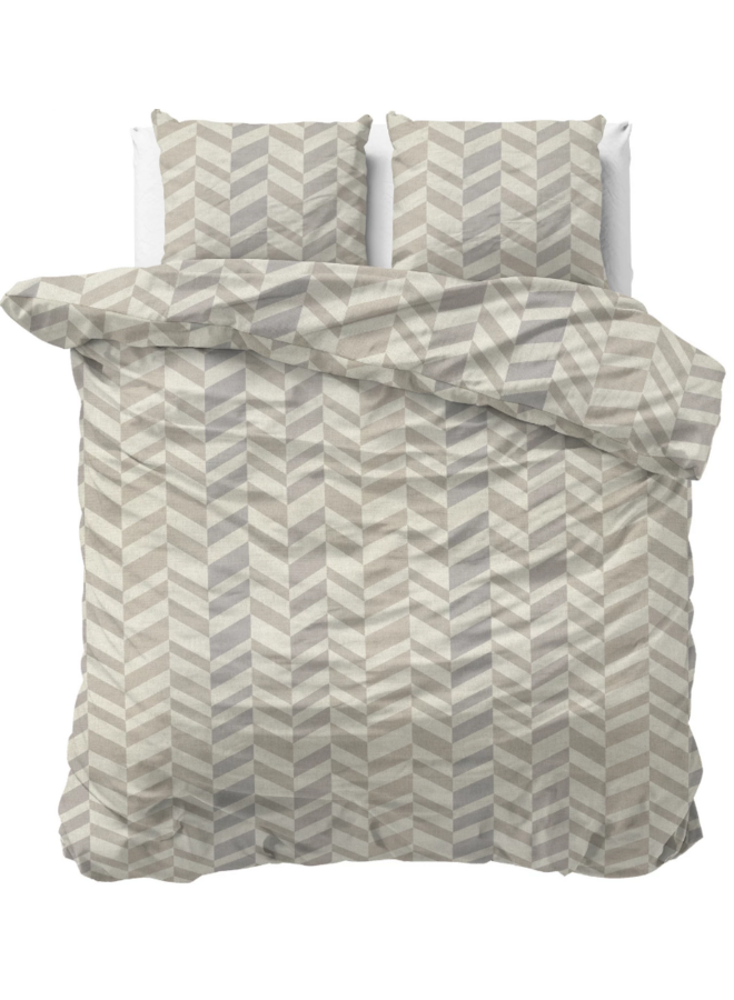 Dekbedovertrek Chevron Beige/Zand - Flanel