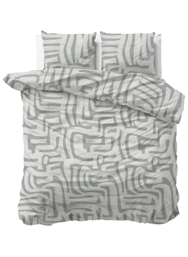 Dekbedovertrek Danis Groen/Grijs - Flanel PL1