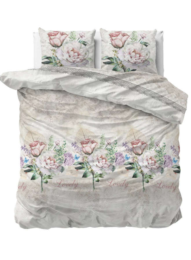 Sleeptime Dekbedovertrek Lovely Flower Beige - Blended Katoen