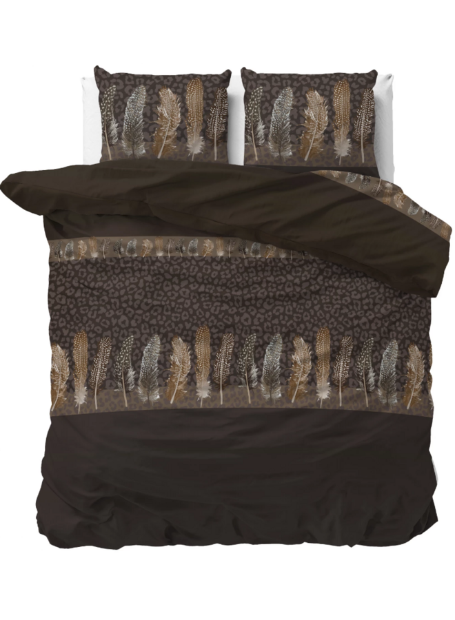 Dekbedovertrek Chocolate Feathers Bruin - Microvezel