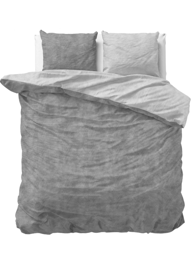 Sleeptime Dekbedovertrek Washed Cotton Grijs - Flanel
