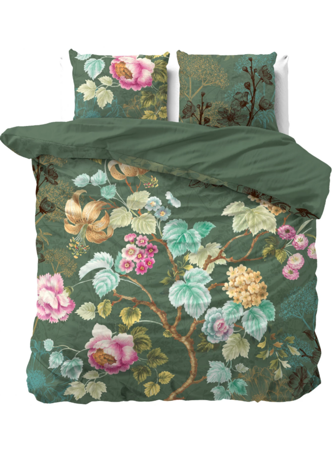 Sleeptime Dekbedovertrek Chanda Olijf groen - Katoen