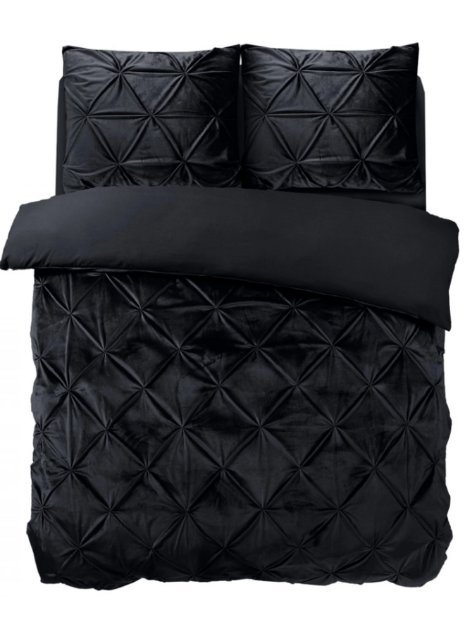Dekbedovertrek Pintuck Zwart - Velvet PL1