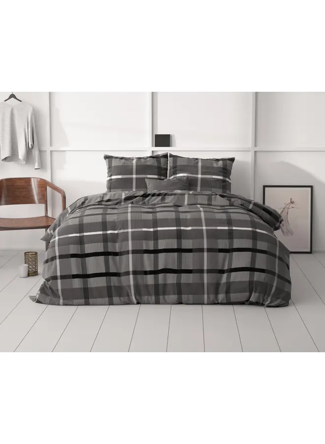 Sleeptime Dekbedovertrek Vintage Check Antraciet - Microvezel