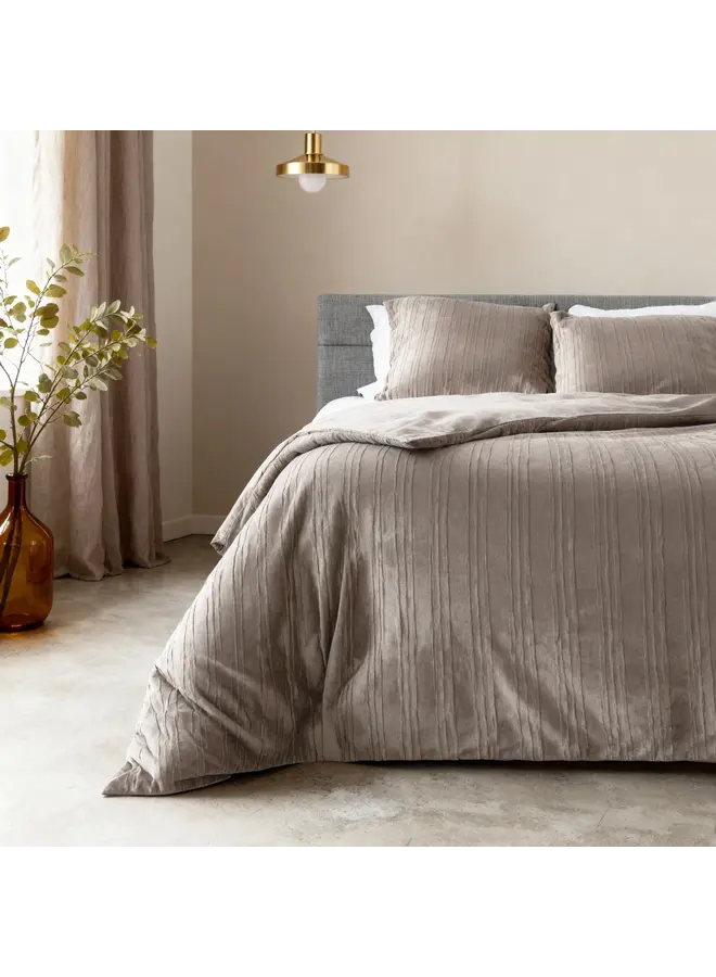 Sleeptime Dekbedovertrek Velvet Lining Taupe/Grijs - Velvet