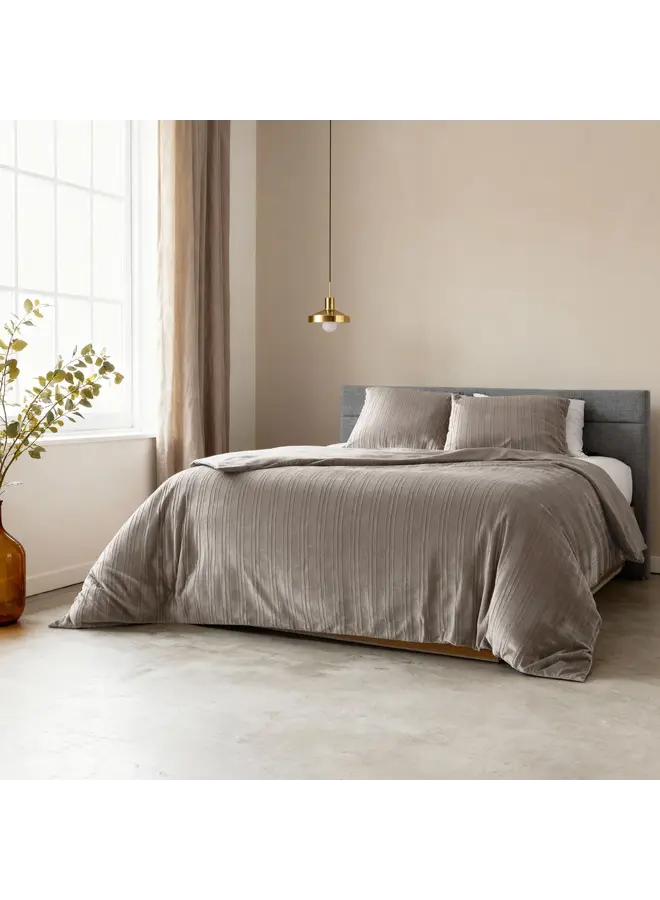 Sleeptime Dekbedovertrek Velvet Lining Taupe/Grijs - Velvet