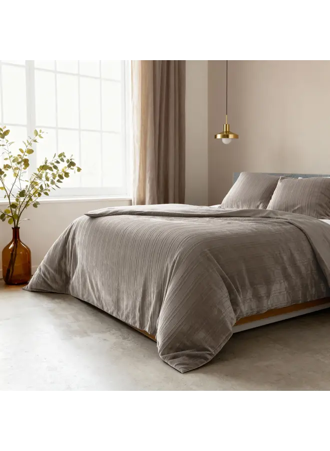 Sleeptime Dekbedovertrek Velvet Lining Taupe/Grijs - Velvet