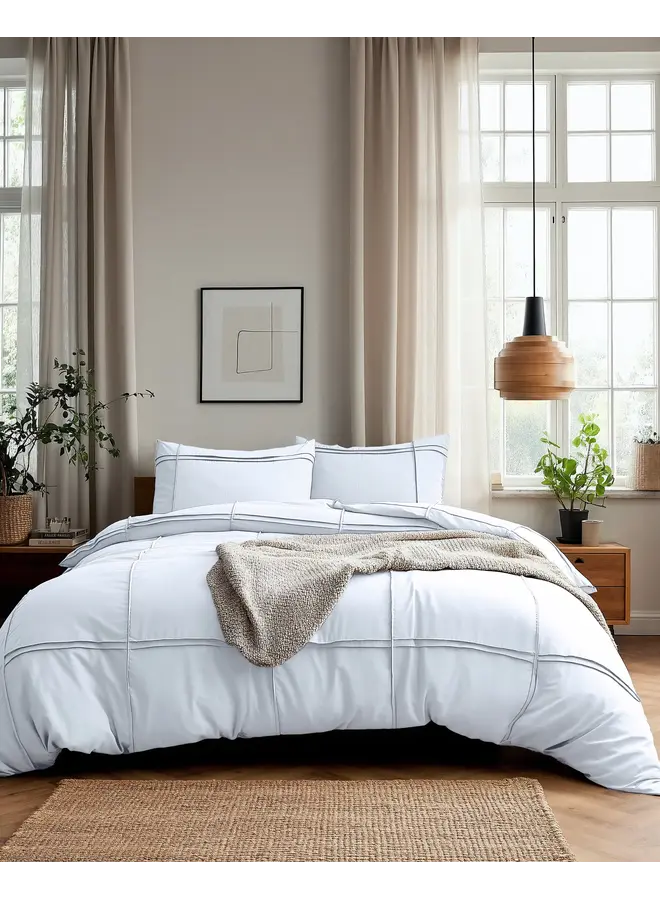 Dekbedovertrek Washed Tufted Wit - Microvezel PL1