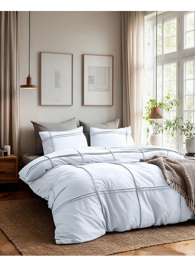 Sleeptime Dekbedovertrek Washed Tufted Wit - Microvezel