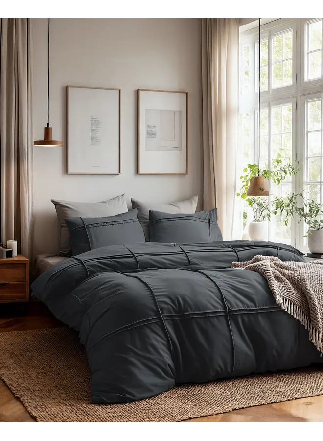 Sleeptime Dekbedovertrek Washed Tufted Antraciet - Microvezel