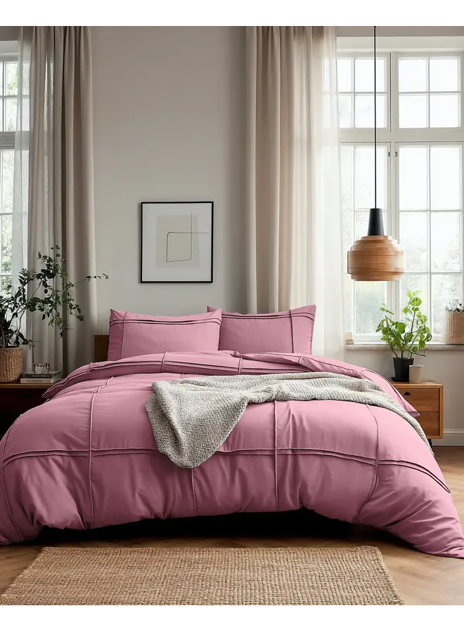 Sleeptime Dekbedovertrek Washed Tufted Oud Roze - Microvezel
