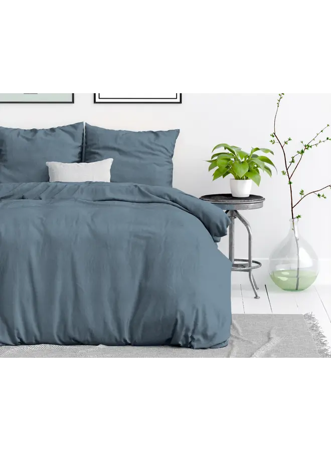 Dreamhouse Dekbedovertrek Stone Washed Uni Blauw - Katoen