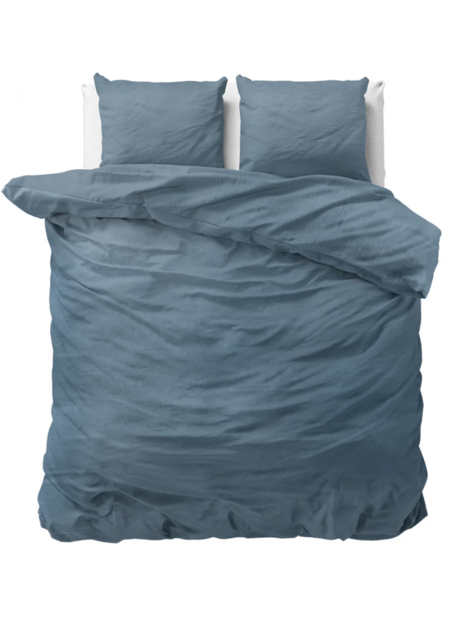 Dekbedovertrek Stone Washed Uni Blauw - Katoen PL2