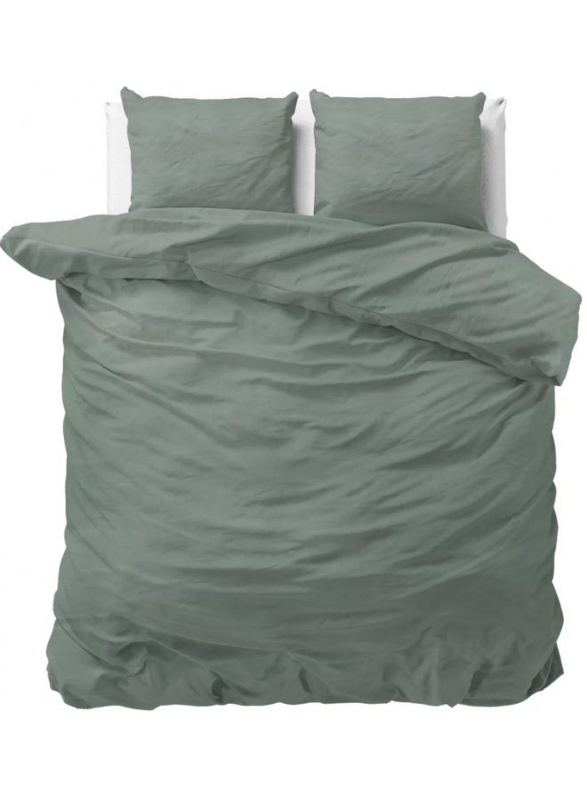 Dekbedovertrek Stone Washed Uni Groen - Katoen PL2