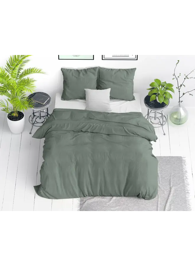 Dreamhouse Dekbedovertrek Stone Washed Uni Groen - Katoen