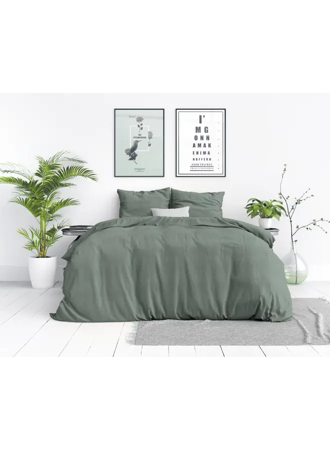 Dreamhouse Dekbedovertrek Stone Washed Uni Groen - Katoen