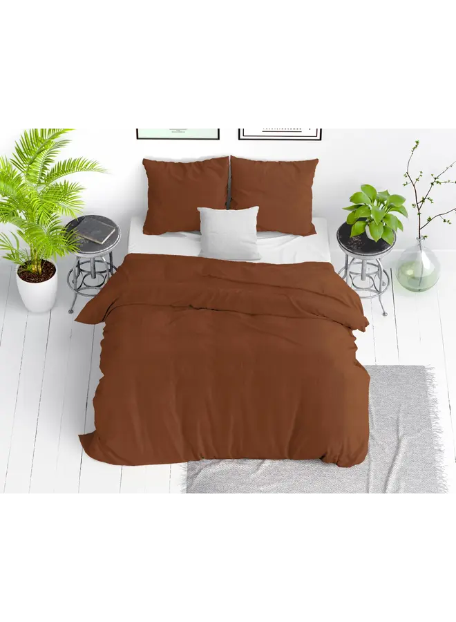 Dreamhouse Dekbedovertrek Stone Washed Uni Bruin - Katoen