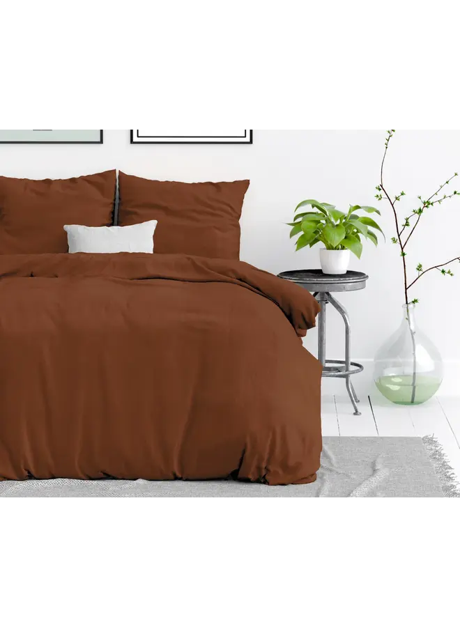 Dreamhouse Dekbedovertrek Stone Washed Uni Bruin - Katoen