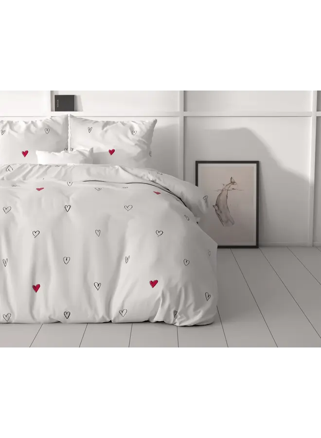 Sleeptime Dekbedovertrek Hearts Everywhere Wit - Microvezel