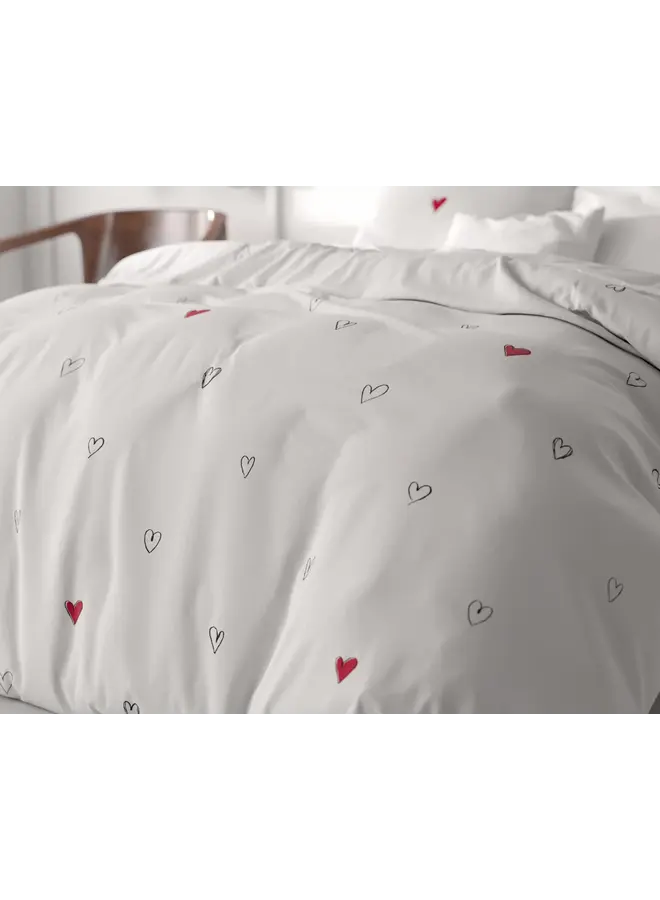Sleeptime Dekbedovertrek Hearts Everywhere Wit - Microvezel