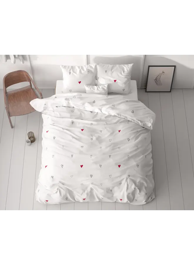 Sleeptime Dekbedovertrek Hearts Everywhere Wit - Microvezel