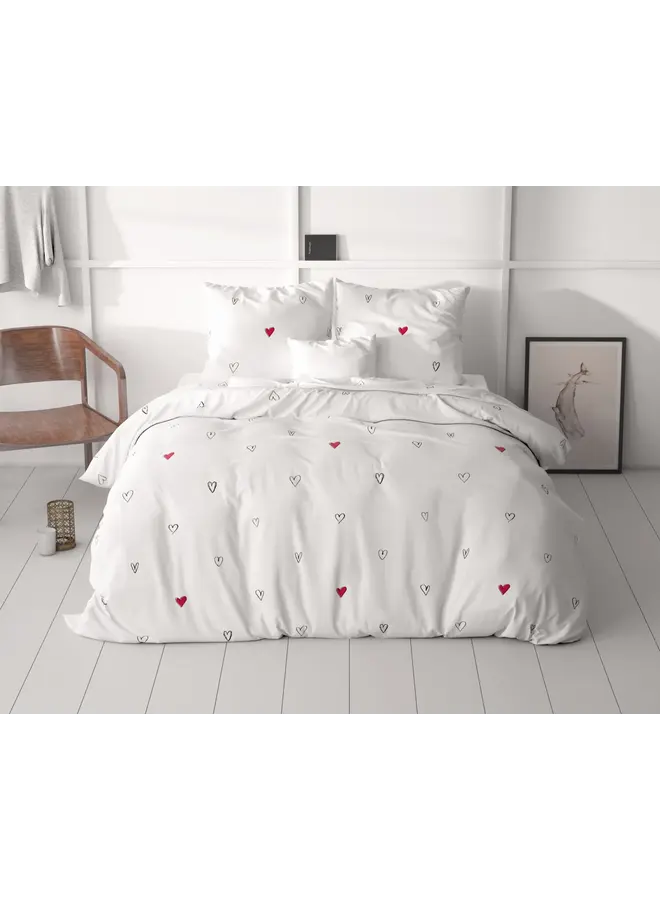 Sleeptime Dekbedovertrek Hearts Everywhere Wit - Microvezel