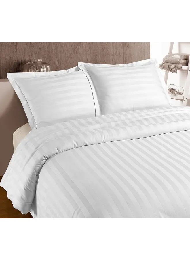 Primaviera Deluxe Dekbedovertrek Hotel Stripe Wit - Katoensatijn