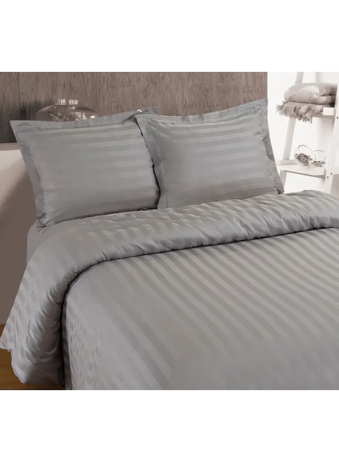 Dekbedovertrek Hotel Stripe Grijs - Katoensatijn