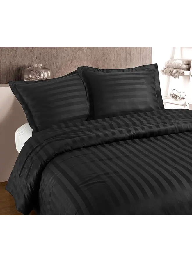Dekbedovertrek Hotel Stripe Zwart - Katoensatijn PL1