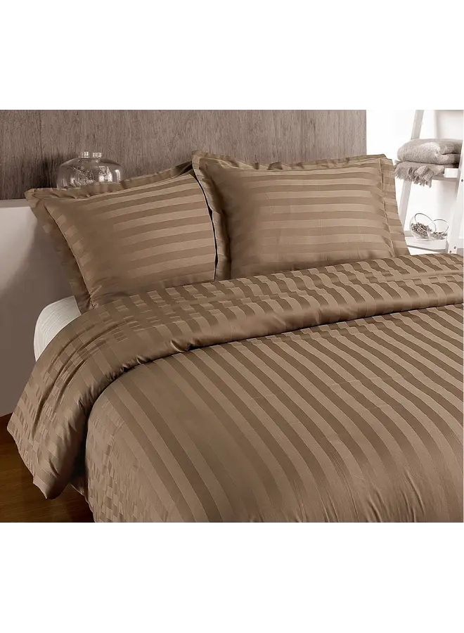 Primaviera Deluxe Dekbedovertrek Hotel Stripe Taupe - Katoensatijn