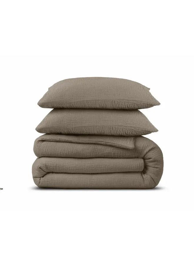 Dreamhouse Dekbedovertrek Mousseline Perkal Taupe - Percaline Katoen