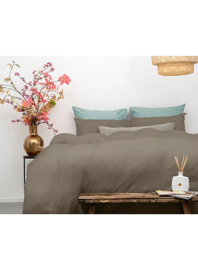 Dreamhouse Dekbedovertrek Mousseline Perkal Taupe - Percaline Katoen