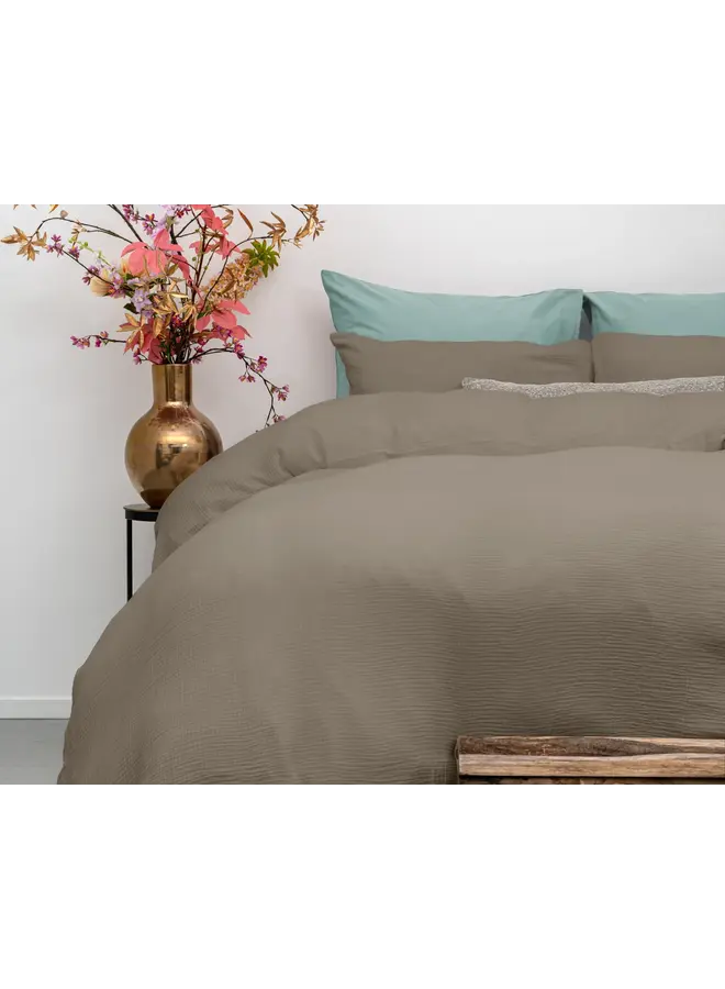 Dreamhouse Dekbedovertrek Mousseline Perkal Taupe - Percaline Katoen