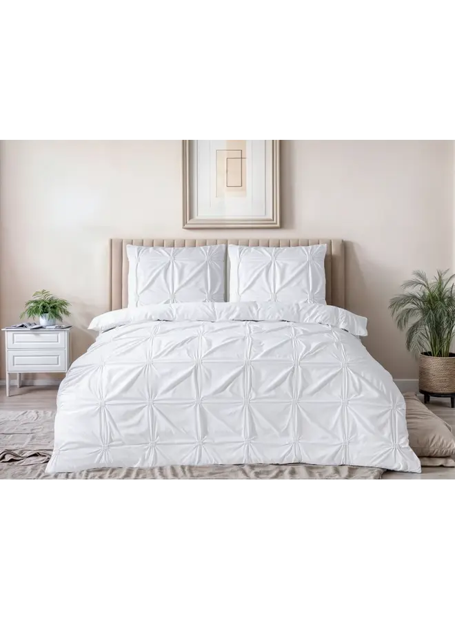 Sleeptime Dekbedovertrek Punch Pintuck Wit - Microvezel