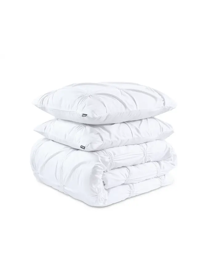 Sleeptime Dekbedovertrek Punch Pintuck Wit - Microvezel