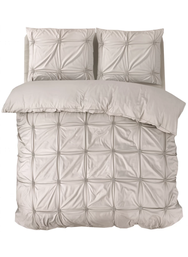 Sleeptime Dekbedovertrek Punch Pintuck Taupe - Microvezel