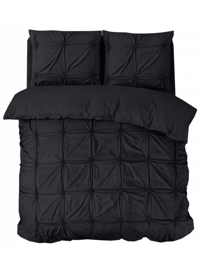 Sleeptime Dekbedovertrek Punch Pintuck Zwart - Microvezel