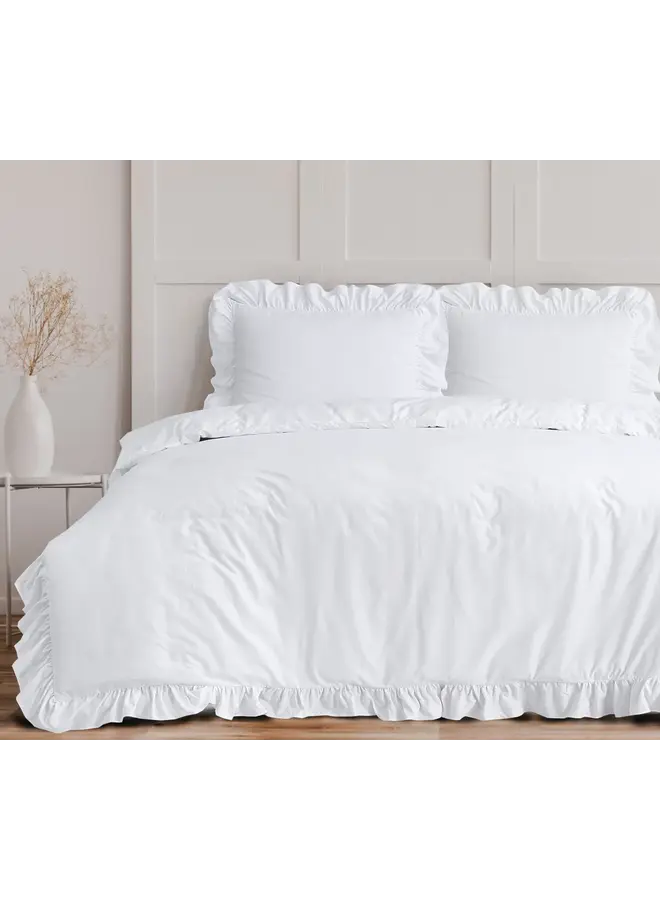 Sleeptime Dekbedovertrek Ruffles Wit - Microvezel